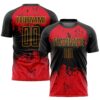 Custom Black Red-Gold Sublimation Soccer Uniform Jersey