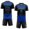Custom Black Black-Royal Sublimation Soccer Uniform Jersey