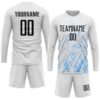 Custom White Black-Light Blue Sublimation Soccer Uniform Jersey