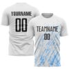 Custom White Black-Light Blue Sublimation Soccer Uniform Jersey