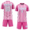 Custom Pink White-Light Blue Sublimation Soccer Uniform Jersey