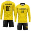 Custom Gold Black Sublimation Soccer Uniform Jersey
