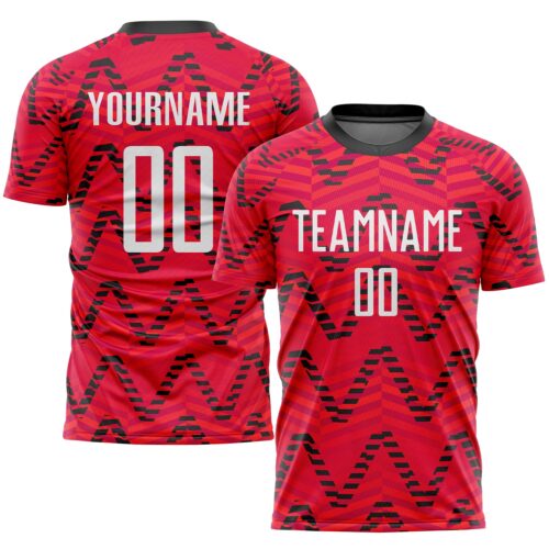 Soccer0161 Custom Red White-Black Sublimation Soccer Uniform Jersey