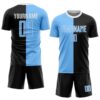 Custom Black Light Blue-White Sublimation Split Fashion Soccer Uniform Jersey