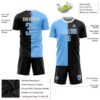 Custom Black Light Blue-White Sublimation Split Fashion Soccer Uniform Jersey