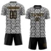 Custom Black Black-Old Gold Sublimation Snakeskin Soccer Uniform Jersey