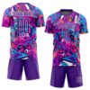 Custom Graffiti Pattern Purple-White Sublimation Soccer Uniform Jersey