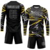 Custom Black Black-Gold Sublimation Soccer Uniform Jersey