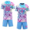 Custom Tie Dye Pink-Light Blue Sublimation Soccer Uniform Jersey
