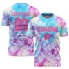 Custom Tie Dye Pink-Light Blue Sublimation Soccer Uniform Jersey