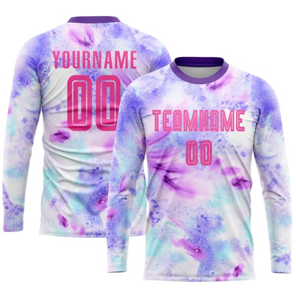 Custom Tie Dye Pink-Purple Sublimation Soccer Uniform Jersey