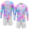 Custom Tie Dye White-Light Blue Sublimation Soccer Uniform Jersey