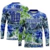 Custom Tie Dye Royal-White Sublimation Soccer Uniform Jersey