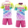 Custom Tie Dye Pink-White Sublimation Soccer Uniform Jersey