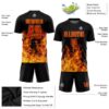 Custom Black Red-Gold Flame Sublimation Soccer Uniform Jersey