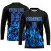 Custom Black Royal-Light Blue Flame Sublimation Soccer Uniform Jersey