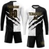 Custom Graffiti Pattern Black-Old Gold Scratch Sublimation Soccer Uniform Jersey