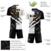 Custom Graffiti Pattern Black-Old Gold Scratch Sublimation Soccer Uniform Jersey