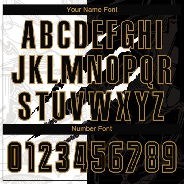 Custom Graffiti Pattern Black-Old Gold Scratch Sublimation Soccer Uniform Jersey