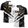 Custom Graffiti Pattern Black-Old Gold Scratch Sublimation Soccer Uniform Jersey