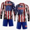 Custom White Royal-Red American Flag Fashion Sublimation Soccer Uniform Jersey