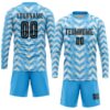 Custom Light Blue Black-White Home Sublimation Soccer Uniform Jersey