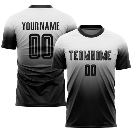 Soccer0330 Custom White Black Sublimation Fade Fashion Soccer Uniform Jersey