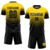 Custom Gold Black Sublimation Fade Fashion Soccer Uniform Jersey