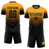 Custom Gold Black Sublimation Fade Fashion Soccer Uniform Jersey