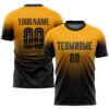 Custom Gold Black Sublimation Fade Fashion Soccer Uniform Jersey