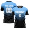 Custom Powder Blue White-Black Sublimation Fade Fashion Soccer Uniform Jersey