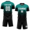 Custom Aqua White-Black Sublimation Fade Fashion Soccer Uniform Jersey