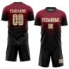 Custom Crimson Cream-Black Sublimation Fade Fashion Soccer Uniform Jersey