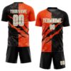 Custom Graffiti Pattern White Black Orange-Old Gold Scratch Sublimation Soccer Uniform Jersey