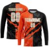 Custom Graffiti Pattern White Black Orange-Old Gold Scratch Sublimation Soccer Uniform Jersey