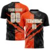 Custom Graffiti Pattern White Black Orange-Old Gold Scratch Sublimation Soccer Uniform Jersey