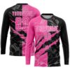 Custom Graffiti Pattern Pink Black-White Scratch Sublimation Soccer Uniform Jersey