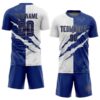 Custom Graffiti Pattern Royal White-Old Gold Scratch Sublimation Soccer Uniform Jersey