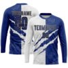 Custom Graffiti Pattern Royal White-Old Gold Scratch Sublimation Soccer Uniform Jersey