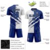 Custom Graffiti Pattern Royal White-Old Gold Scratch Sublimation Soccer Uniform Jersey