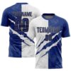Custom Graffiti Pattern Royal White-Old Gold Scratch Sublimation Soccer Uniform Jersey