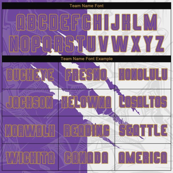 Custom Graffiti Pattern Purple White-Old Gold Scratch Sublimation Soccer Uniform Jersey