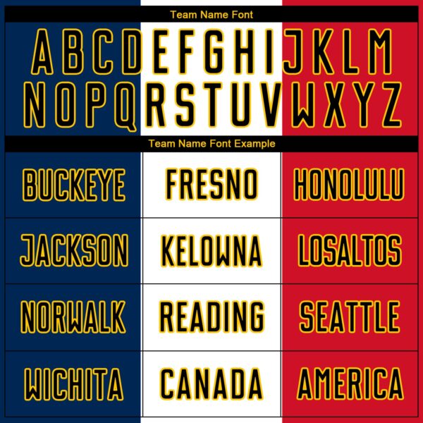 Custom Navy Black White Red-Gold Sublimation French Flag Soccer Uniform Jersey