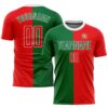 Soccer0364 Custom Kelly Green Red-White Sublimation Portuguese Flag Soccer Uniform Jersey