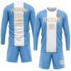 Custom Light Blue White-Old Gold Sublimation Argentinian Flag Soccer Uniform Jersey
