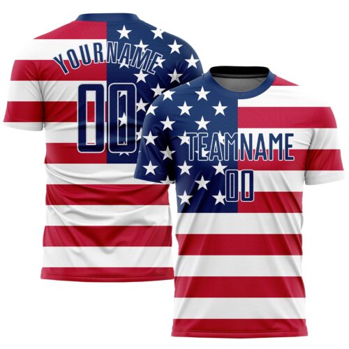 Soccer0380 Custom Red Royal-White Sublimation American Flag Soccer Uniform Jersey
