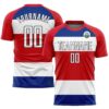 Custom Red White Royal-Black Sublimation Costa Rican Flag Soccer Uniform Jersey