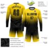 Custom Gold Black Sublimation Long Sleeve Fade Fashion Soccer Uniform Jersey