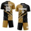 Custom Graffiti Pattern White Black-Old Gold Scratch Sublimation Soccer Uniform Jersey