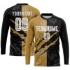 Custom Graffiti Pattern White Black-Old Gold Scratch Sublimation Soccer Uniform Jersey
